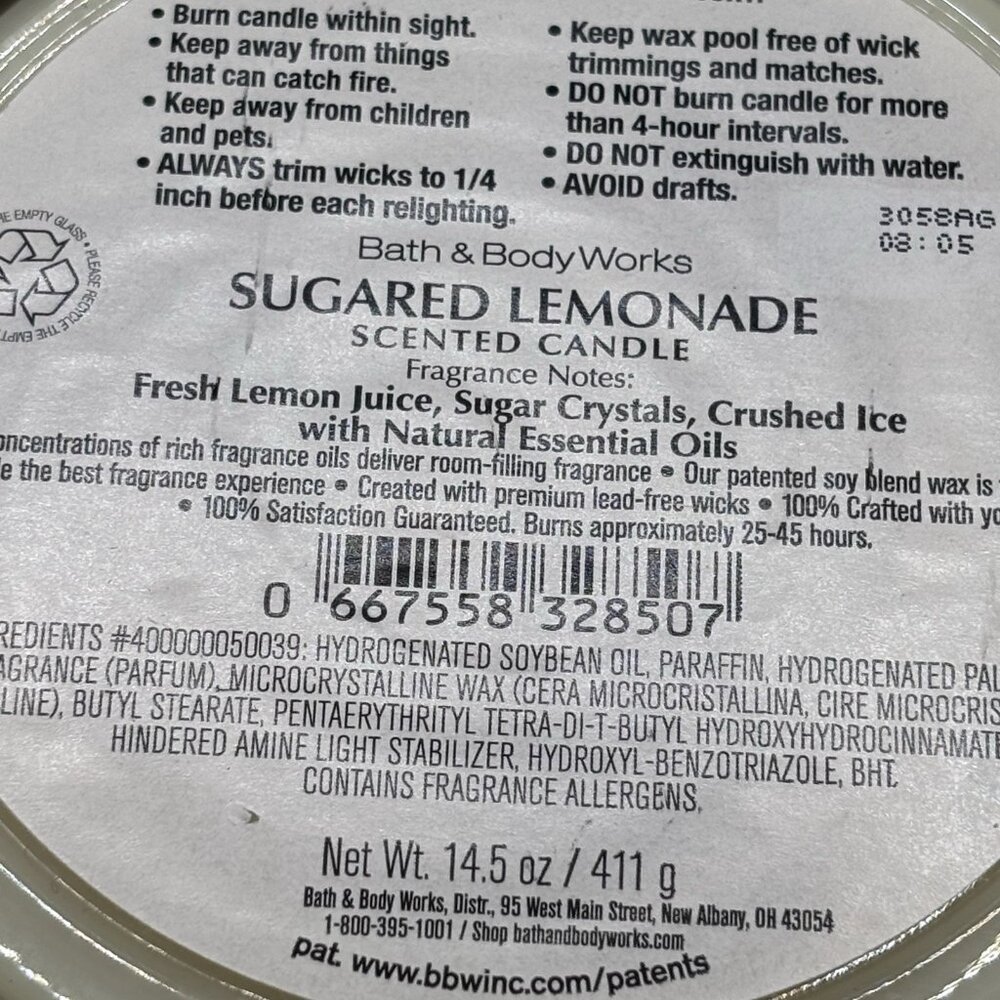 Bath & Body Works Thanks For Everything 3 Wick Candle 14.5 oz Sugared Lemonade - Picture 13 of 16